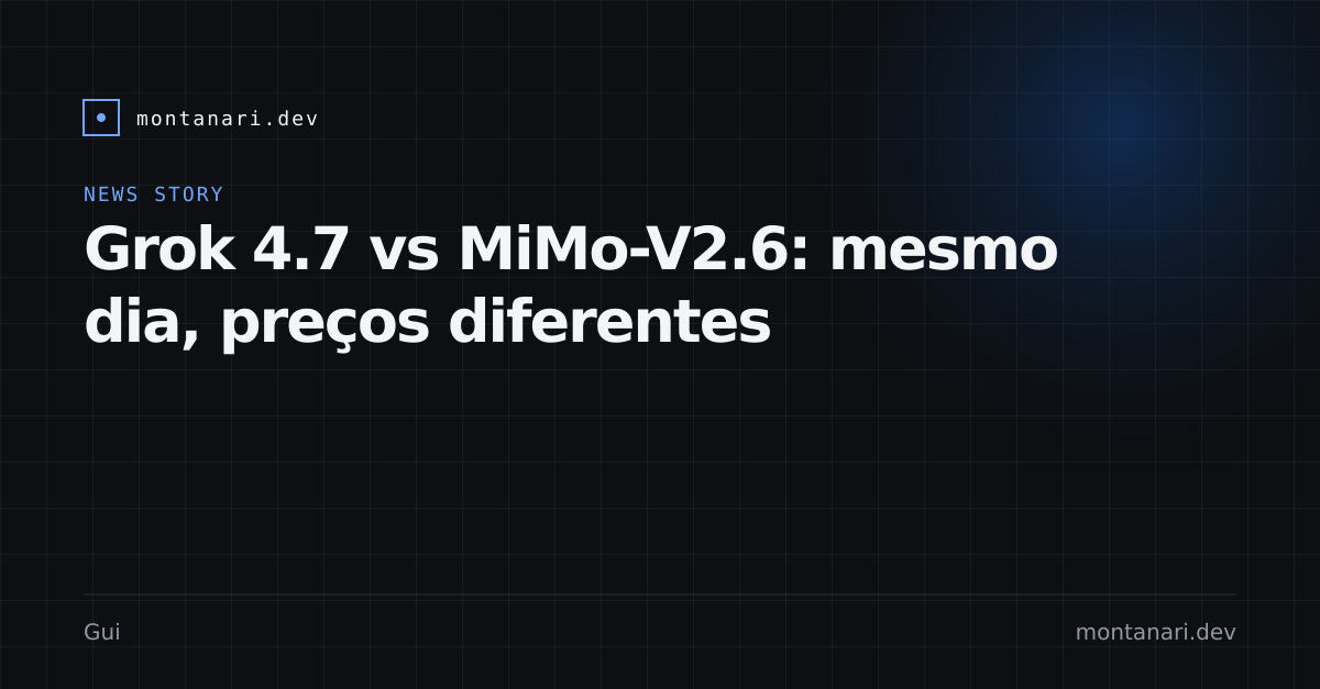 Capa de Grok 4.7 e MiMo-V2.6: fechado e aberto no mesmo índice
